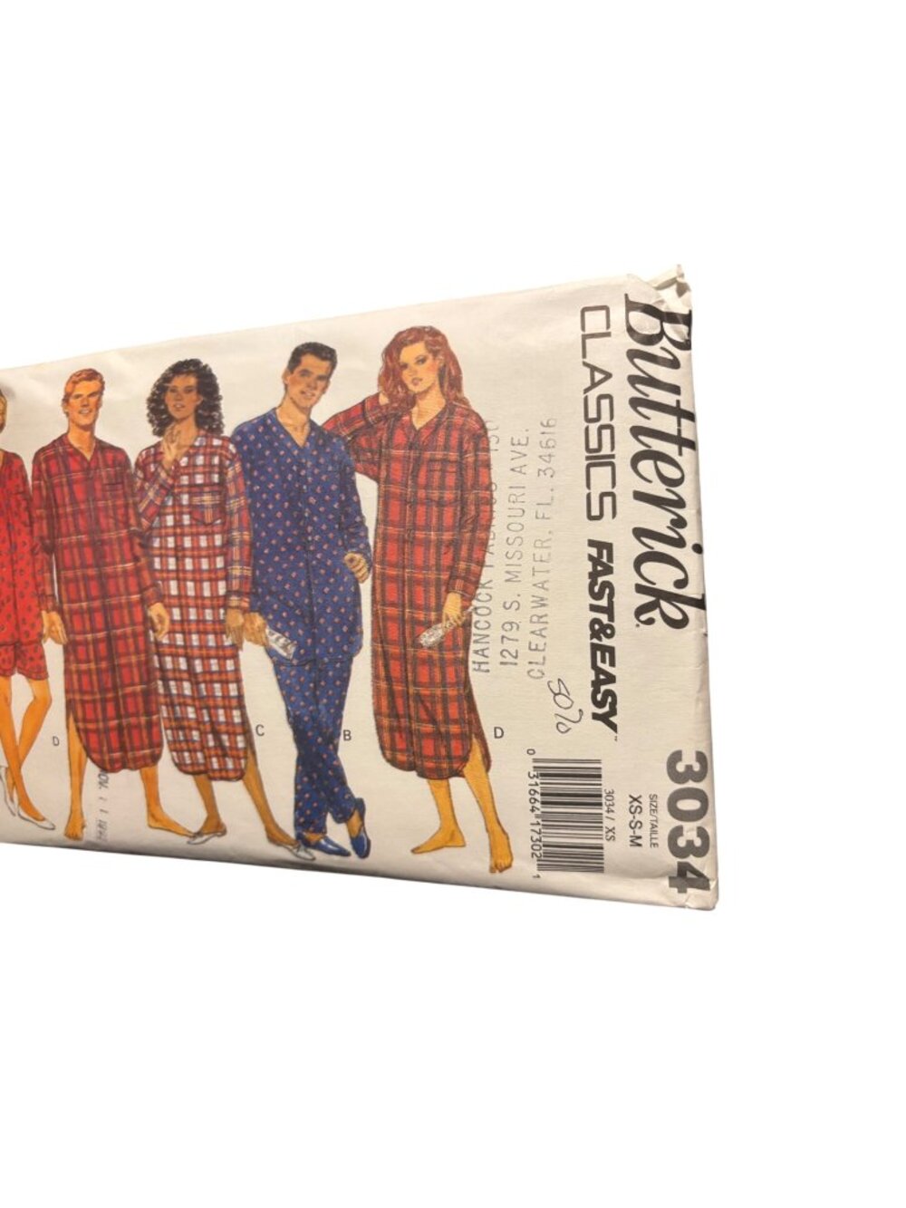 Vintage Butterick Classics 3034 Unisex Pajama Sewing Pattern XS-S-M Sleepwear